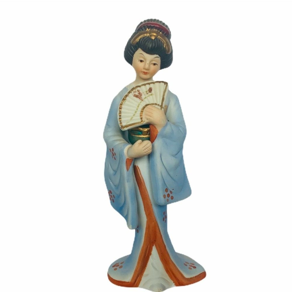Geisha figurine vtg ceramic statue sculpture Japan